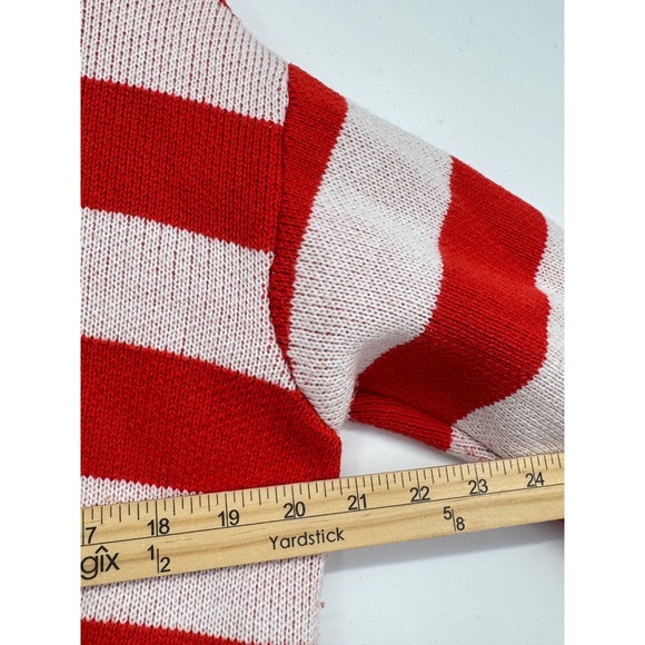 ZARA Sweater Women M Orange White Striped Cropped Academia Preppy Parsian Casual - Picture 6 of 9